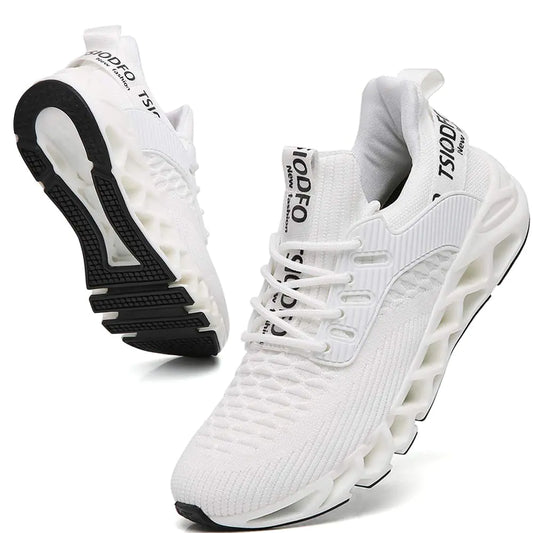 Ezkrwxn Sneakers for Men Slip on Casual Sport Running Tennis Walking Shoes Breathable Gym Runner Trail Non-Slip Fashion Sneakers White Size 12.5